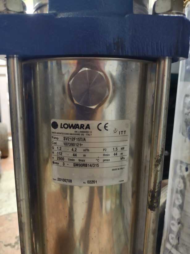پمپ عمودی از برند Lowara مدل SV212F15T/A